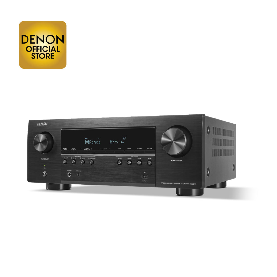 DENON AVR-S980H - 7.2 Ch. 90W 4K/8K Dolby Atmos AV Receiver Powered by HEOS™
