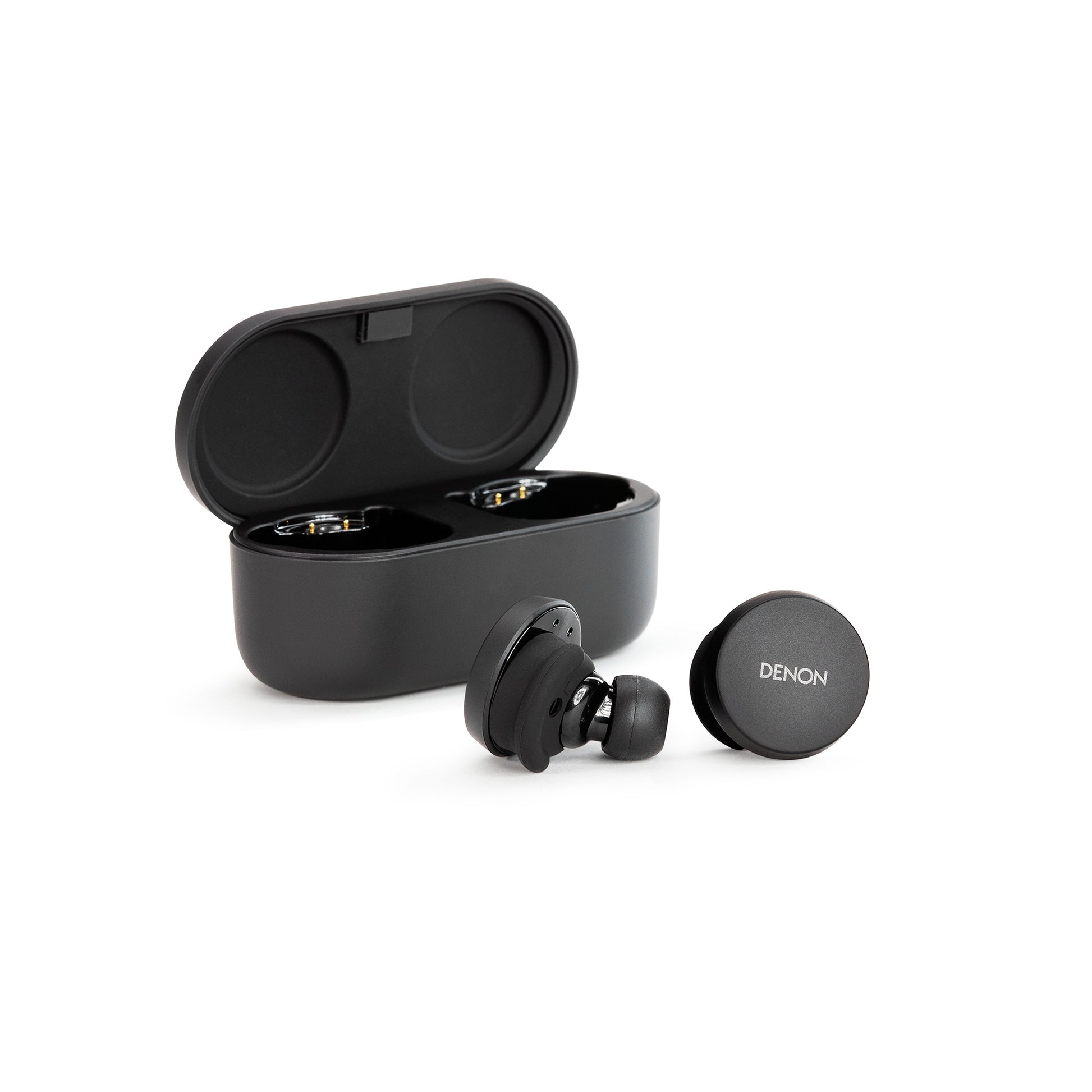 Denon Denon PerL True Wireless Earbuds Active Noise Cancelling Bluetooth Personalized Sound with Masimo Adaptive Acoustic Technology 24-Hr Battery Life Wireless Charging (White)